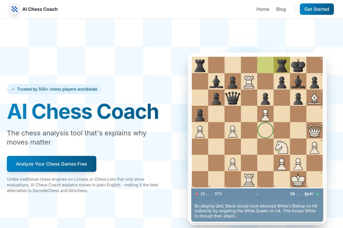 5. AI Chess Coach — Best for Plain English Move Explanations