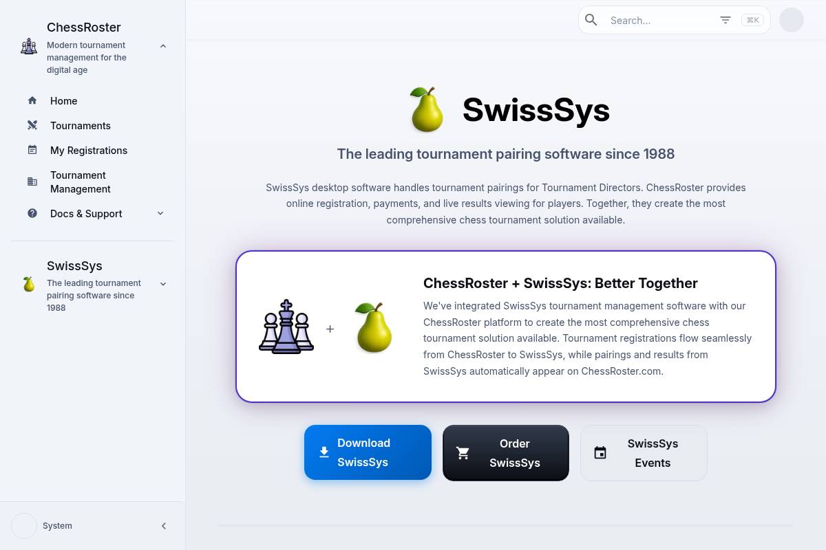 6. SwissSys — Best for Professional US Tournaments with ChessRoster Integration