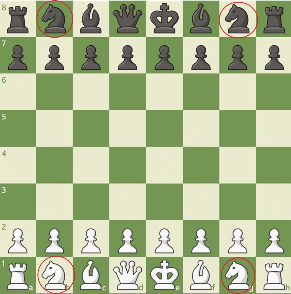 how to setup a chess board for knights